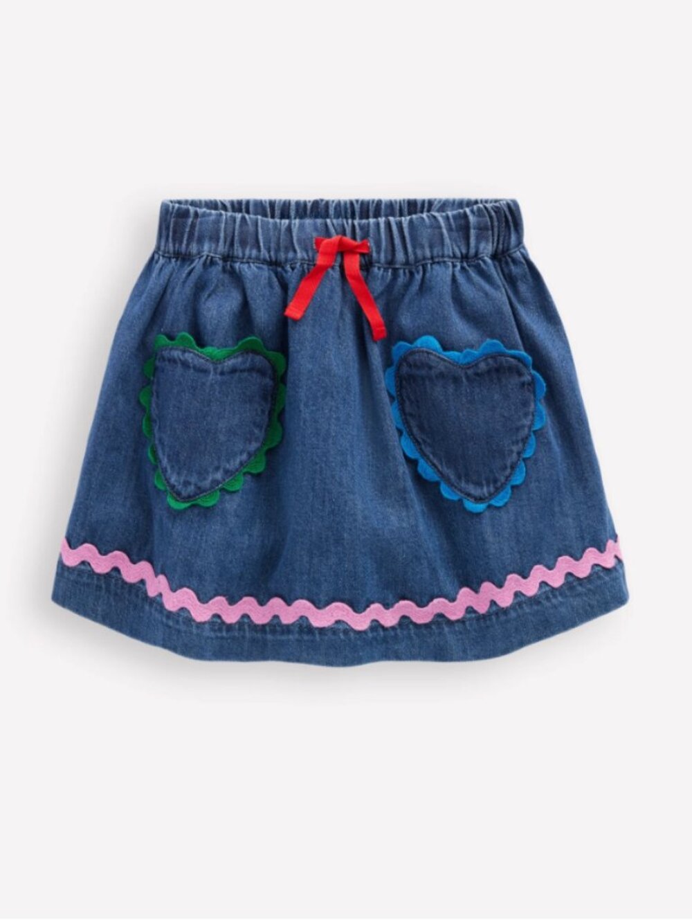 Mini Boden Denim Ric Rac Skirt 5-6 Y